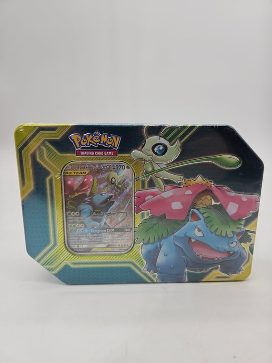 POKEMON CELEBI & VENUSAUR GX TAG TEAM TIN FACTORY SEALED NEW