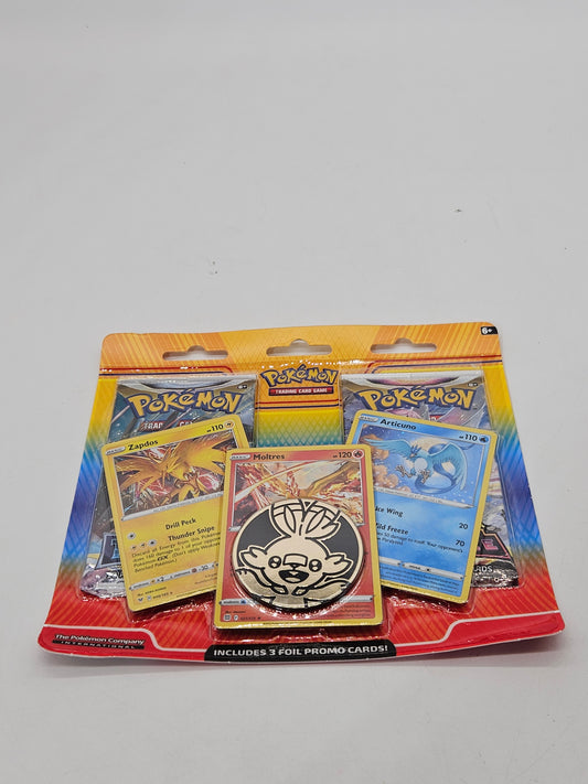 POKEMON ARTICUNO/MOLTRES/ZAPDOS FOIL CARDS WITH 2 BOOSTER PACKS + COIN